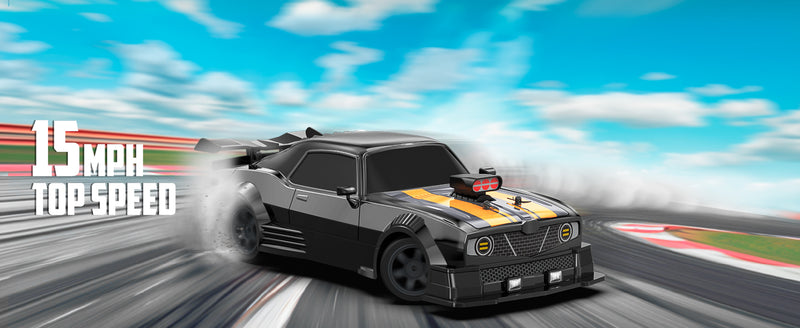 RACENT 1:16 RC ドリフトカー、2.4Ghz 4WD 18KM/H リモートコントロールカー、スプレーミスト付き、バッテリー 2 本