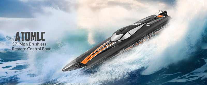 AtomicX 40mph高速ボートとABSユニボディブロープラスチックハル(792-6)RTRブラック