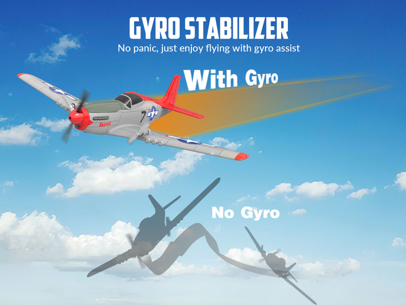 VOLANTEXRC P-51D Mustang 4-Chビギナー飛行機(Xpilotスタビライザー付き)-ワンキー曲技飛行(761-5)RTF