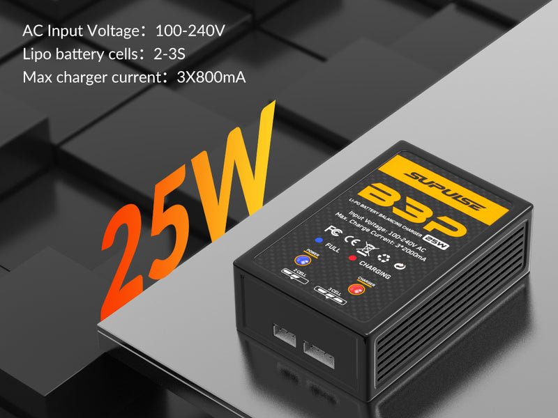 SUPULSE B3ACProLiPoバッテリー充電器2S-3S25WRCバランス充電器