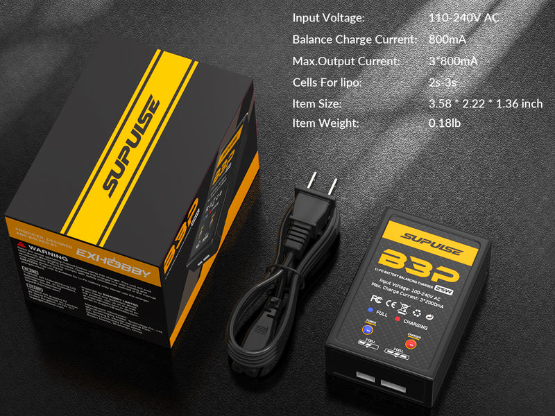 SUPULSE B3ACProLiPoバッテリー充電器2S-3S25WRCバランス充電器