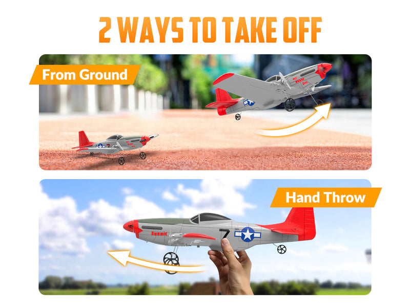 VOLANTEXRC P-51D Mustang 4-Chビギナー飛行機(Xpilotスタビライザー付き)-ワンキー曲技飛行(761-5)RTF