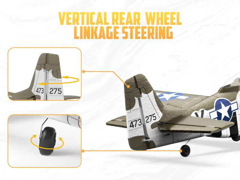VOLANTEXRC 500mm P-51D マスタング (76802) PNP ラジオ、バッテリー、充電器なし