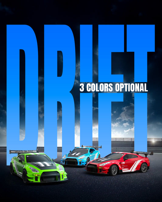 Racent 1:20 RCドリフトカー4WD、LEDライト、2つのバッテリー、デュアルモーターグリーン