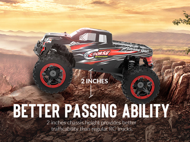 VOLANTEXRCリモートコントロールカー4WDオフロードRCモンスタートラック1:16スケール30MPH高速オールテレーンRC車両(子供または大人用)(785-5)(赤)