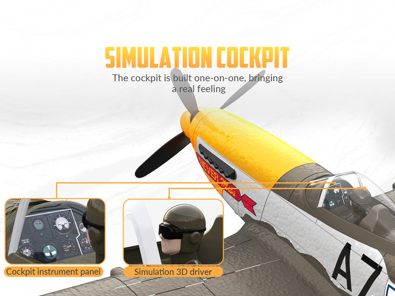 VOLANTEXRC 500mm P-51D マスタング (76802) PNP ラジオ、バッテリー、充電器なし