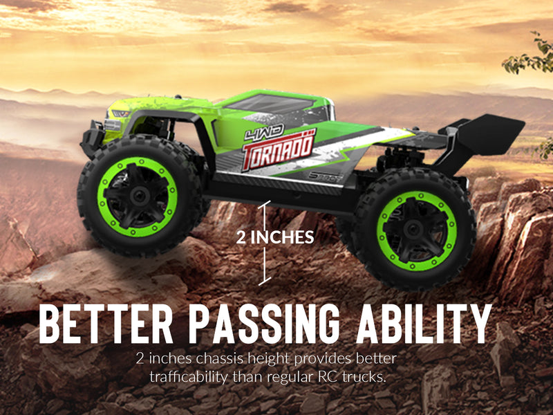 VOLANTEXRCリモートコントロールカー4WDオフロードRCモンスタートラック1:16スケール30MPH高速オールテレーンRC車両(子供または大人用)(785-5)(緑)