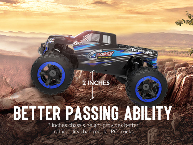 VOLANTEXRCリモートコントロールカー4WDオフロードRCモンスタートラック1:16スケール30MPH高速オールテレーンRC車両(子供または大人用)(785-5)(赤)