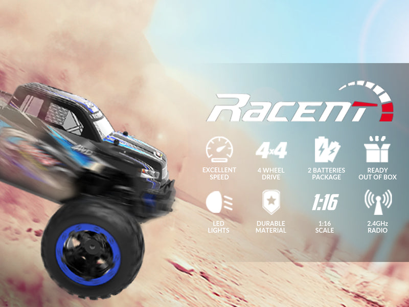 VOLANTEXRCリモートコントロールカー4WDオフロードRCモンスタートラック1:16スケール30MPH高速オールテレーンRC車両(子供または大人用)(785-5)(赤)