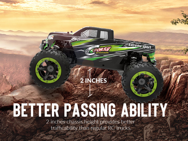 VOLANTEXRCリモートコントロールカー4WDオフロードRCモンスタートラック1:16スケール30MPH高速オールテレーンRC車両(子供または大人用)(785-5)(緑)