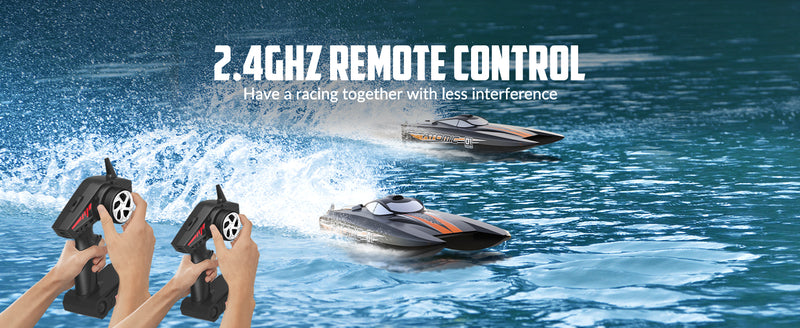AtomicX 40mph高速ボートとABSユニボディブロープラスチックハル(792-6)RTRブラック