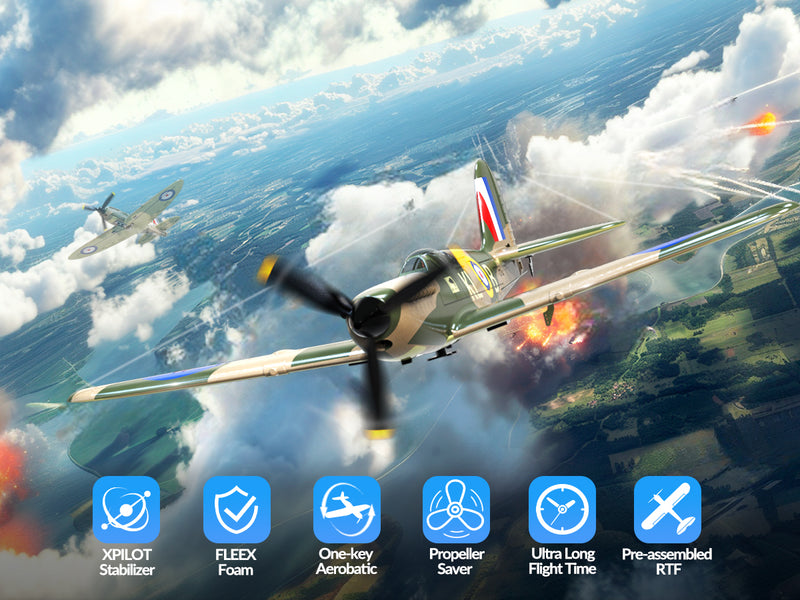 VOLANTEXRC P-51D Mustang 4-Chビギナー飛行機(Xpilotスタビライザー付き)-ワンキー曲技飛行(761-5)RTF
