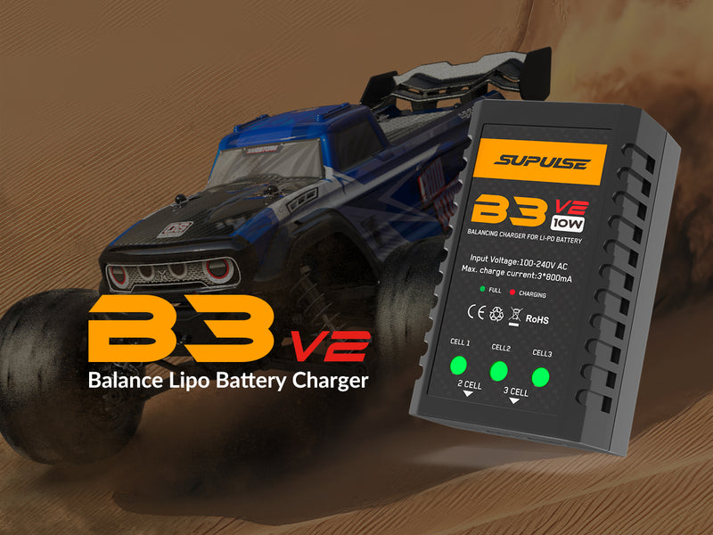SUPULSELiPoバッテリー充電器RCバランス充電器AC7.4-11.1V2S-3S10WアップグレードバージョンB3ACProコンパクト充電器Lipo充電器(B3V2)