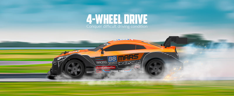 RACENT 1:16 RC ドリフトカー 4WD 18KM/H、バッテリー 2 本、スポーツモデルおもちゃの車両、子供、男の子、大人用