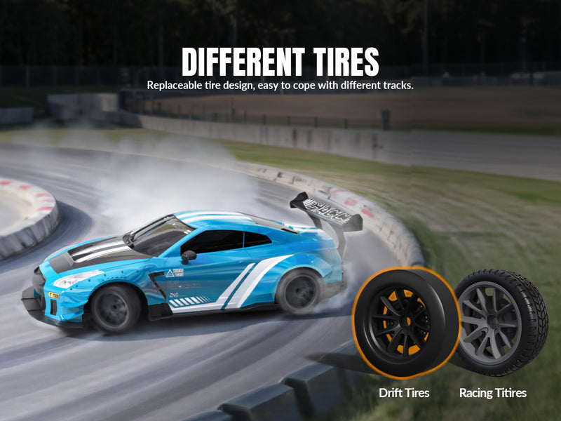 Racent 1:20 RCドリフトカー4WD、LEDライト、2バッテリー青