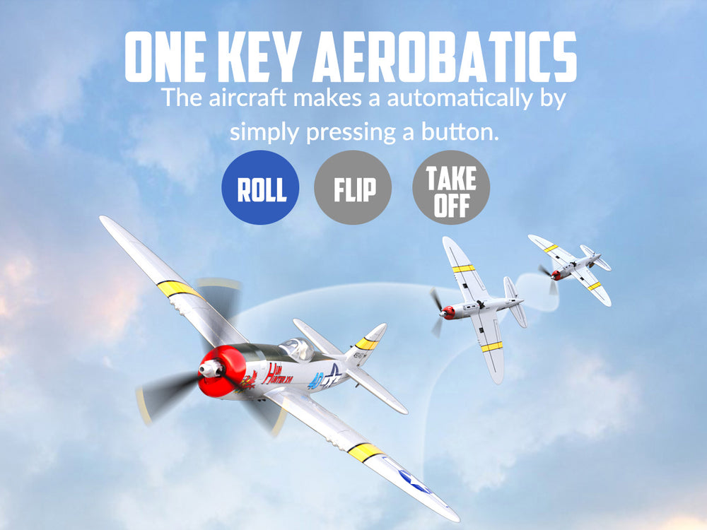 VOLANTEXRC P47 サンダーボルト RC飛行機 RTF - ジャイロ搭載4チャンネル戦闘機 & デュアルアラーム（電池2個使用）