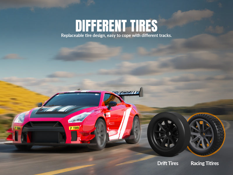 Racent 1:20 RCドリフトカー4WD、2つのバッテリー、デュアルモーターレッド