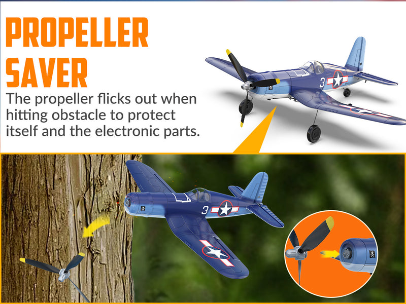 VOLANTEXRC Corsair F4U V2 (RTF) 4CH 400mm ワンキー曲技飛行 (15.7 インチ) 76108