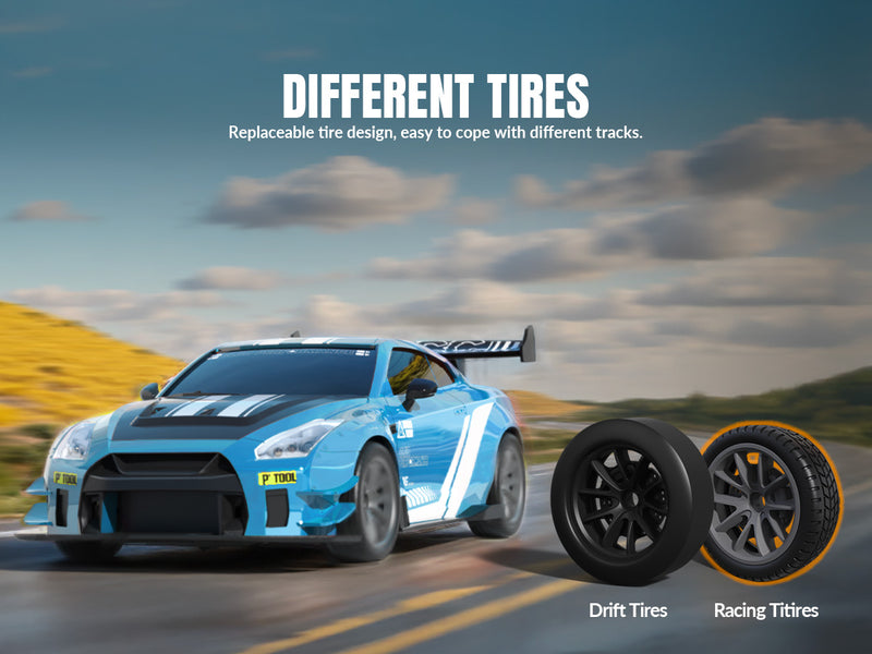 Racent 1:20 RCドリフトカー4WD、LEDライト、2バッテリー青