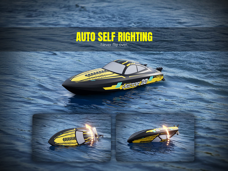VOLANTEXRC Vector Sプールと湖用のセルフライティングとリバース機能を備えた高速RCボート（797-4ブラッシュド＆ブラシレス）