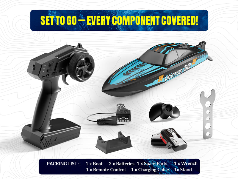 VOLANTEXRC Vector Sプールと湖用のセルフライティングとリバース機能を備えた高速RCボート（797-4ブラッシュド＆ブラシレス）