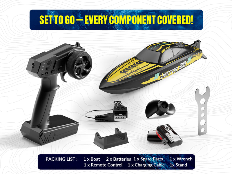 VOLANTEXRC Vector Sプールと湖用のセルフライティングとリバース機能を備えた高速RCボート（797-4ブラッシュド＆ブラシレス）