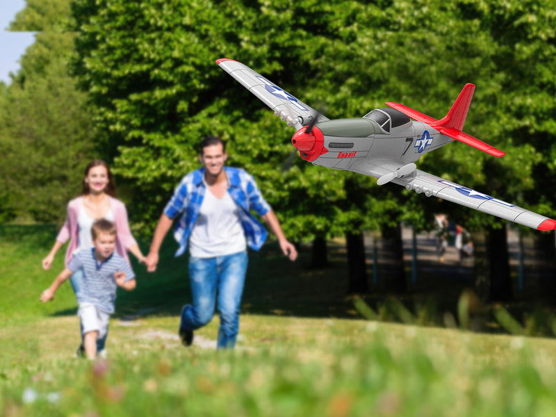 VOLANTEXRC P-51D Mustang 4-Chビギナー飛行機（Xpilotスタビライザー付き）-ワンキー曲技飛行（761-5）RTF