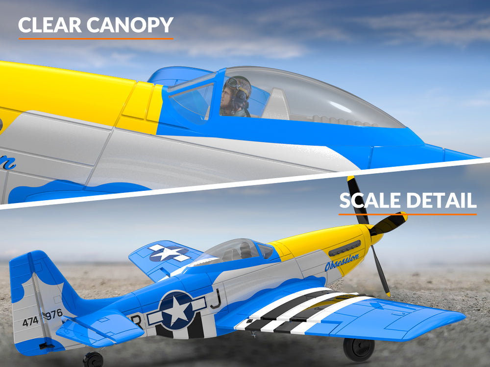4 チャンネル P-51 マスタング RC 飛行機 RTF エクスパイロット ジャイロ付き - VOLANTEXRC