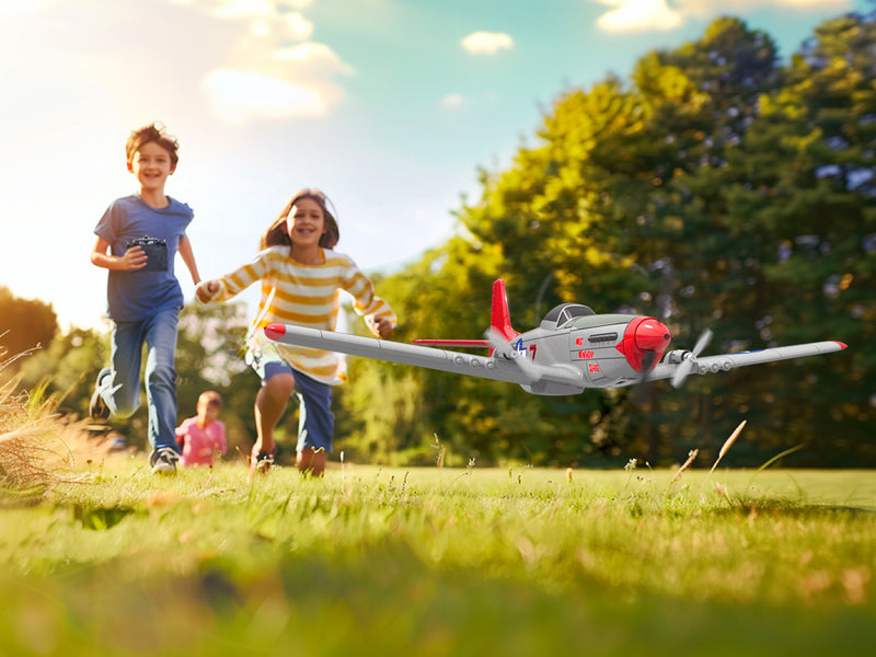 VOLANTEXRC P-51D Mustang 4-Chビギナー飛行機（Xpilotスタビライザー付き）-ワンキー曲技飛行（761-5）RTF