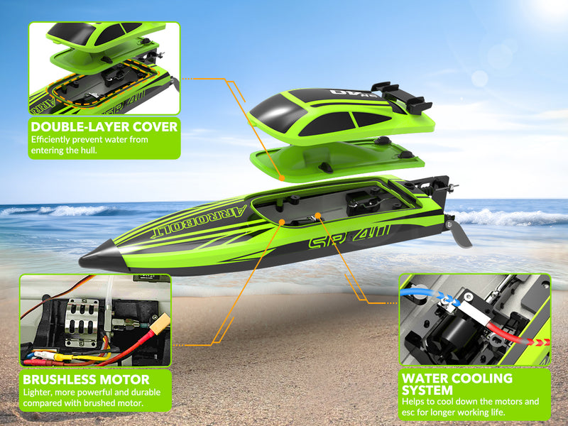 VOLANTEXRC Green SR40 Brushless 30+MPH RC Boat (79705)