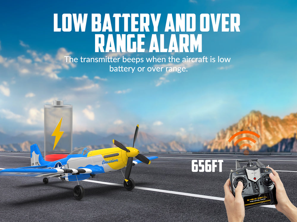 4 チャンネル P-51 マスタング RC 飛行機 RTF エクスパイロット ジャイロ付き - VOLANTEXRC