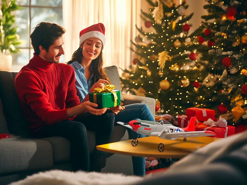 VOLANTEXRC P-51D Mustang 4-Chビギナー飛行機（Xpilotスタビライザー付き）-ワンキー曲技飛行（761-5）RTF