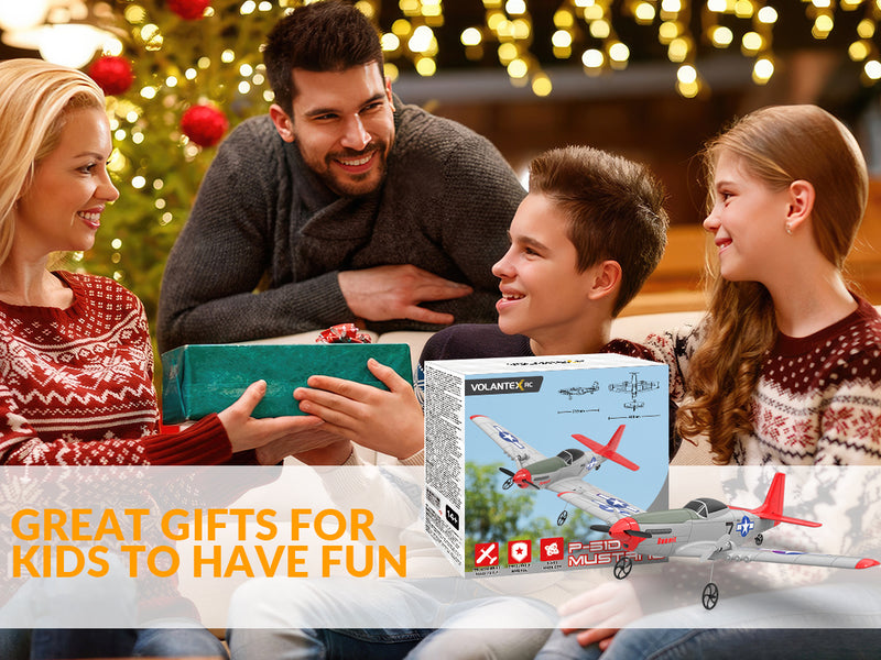 VOLANTEXRC P-51D Mustang 4-Chビギナー飛行機（Xpilotスタビライザー付き）-ワンキー曲技飛行（761-5）RTF