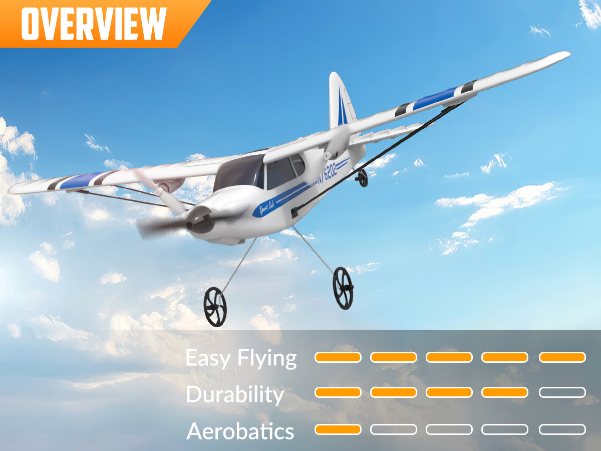 VOLANTEXRC Sport Cub S2 RC Plane with Gyro Stabilization System Ready to Fly for Beginners, 2.4Ghz 2-CH Remote Control Airplane RTF  (762-2)