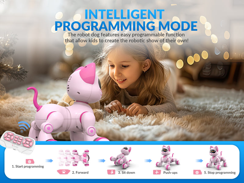 STEMTRON Programmable Remote Control & Interactive Robot Cat(Pink)