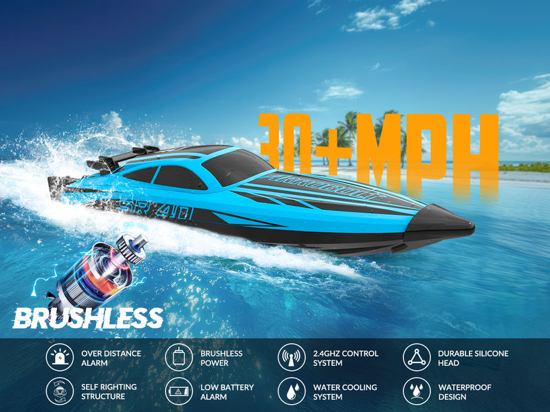 VOLANTEXRC Arrobolt SR40 ブラシレス 30+MPH 高速 RC ボート、大人用高速 RC ボート (79705-ブルー)