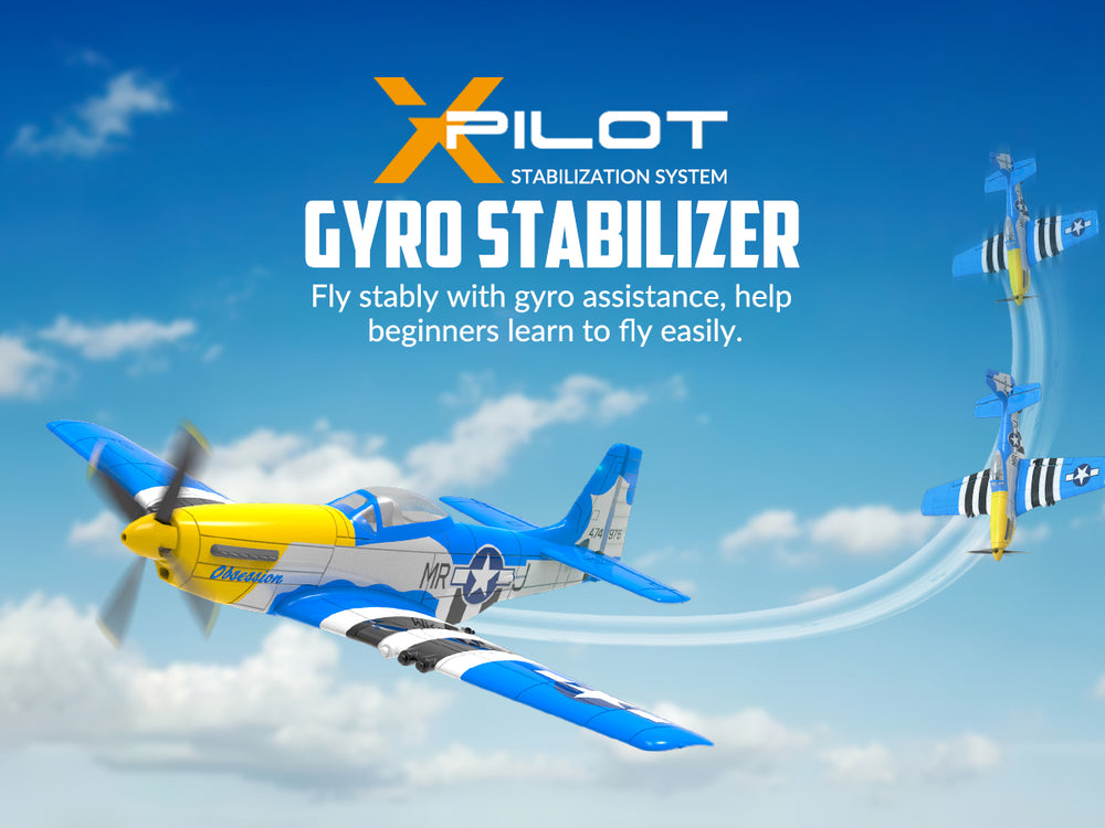4 チャンネル P-51 マスタング RC 飛行機 RTF エクスパイロット ジャイロ付き - VOLANTEXRC