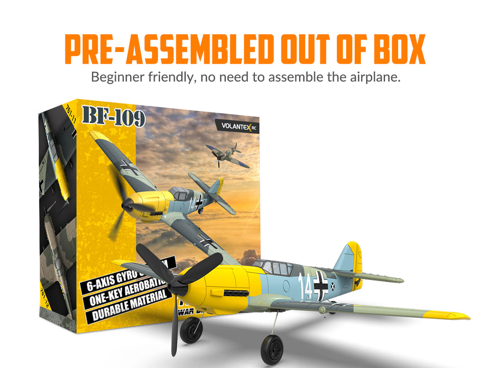 VOLANTEXRC P-51D Mustang 4-Chビギナー飛行機（Xpilotスタビライザー付き）-ワンキー曲技飛行（761-5）RTF