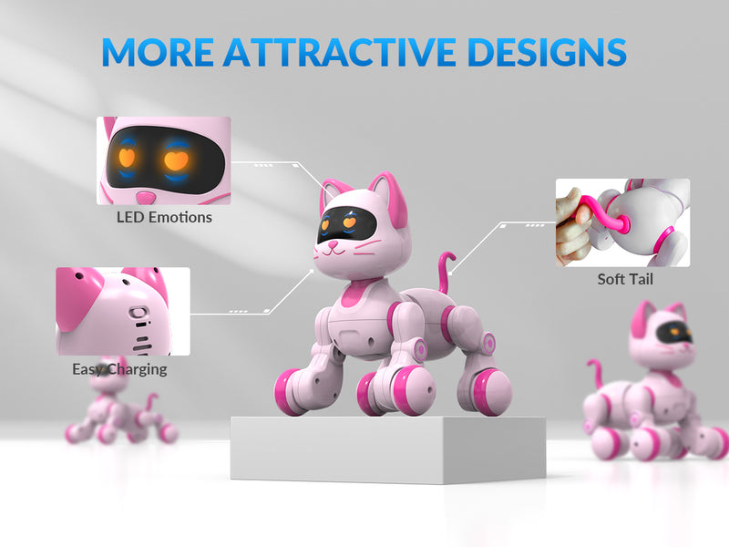STEMTRON Programmable Remote Control & Interactive Robot Cat(Pink)