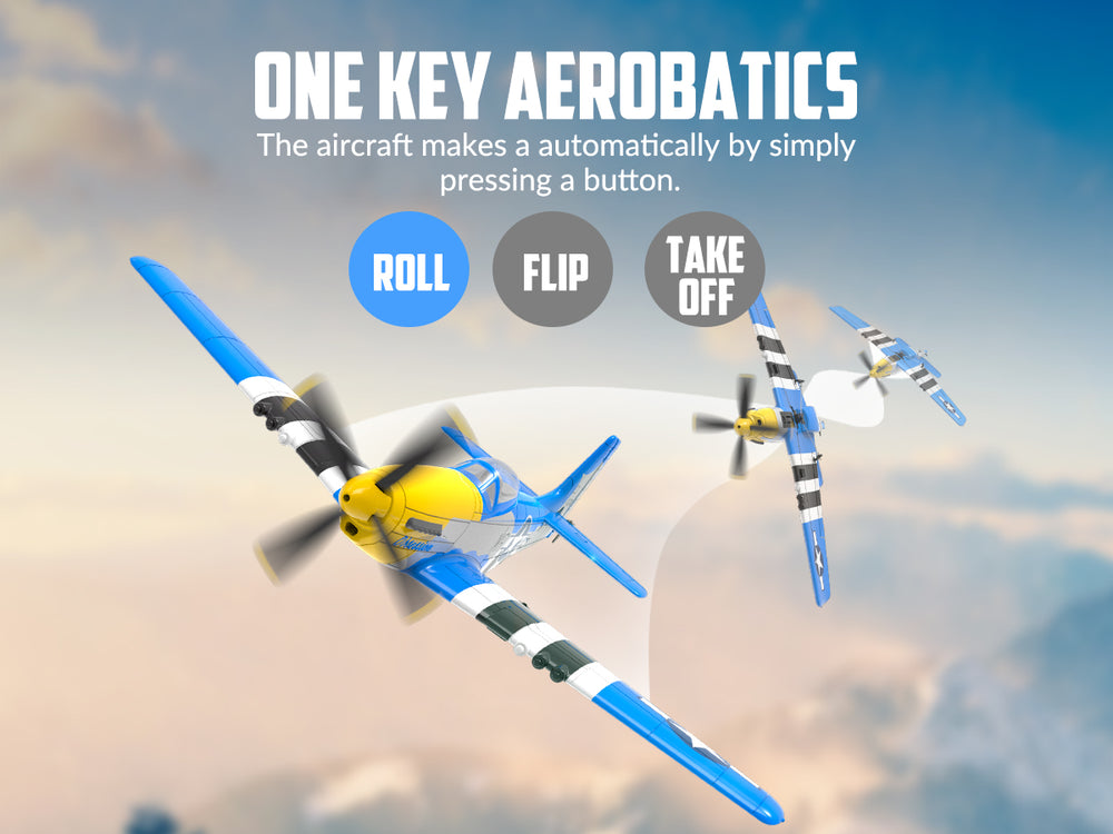 4 チャンネル P-51 マスタング RC 飛行機 RTF エクスパイロット ジャイロ付き - VOLANTEXRC