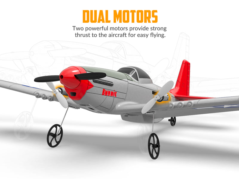 VOLANTEXRC P-51D Mustang 4-Chビギナー飛行機（Xpilotスタビライザー付き）-ワンキー曲技飛行（761-5）RTF