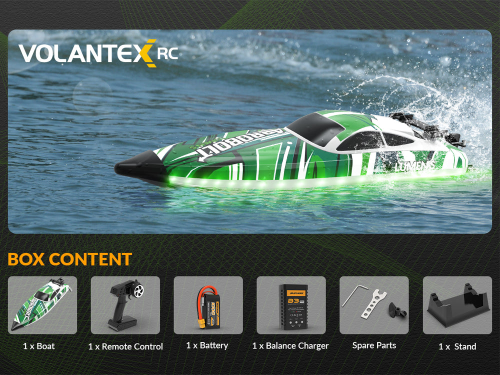 VOLANTEXRC Arrobolt Lumen S ブラシレス 35+MPH RC ボート 7 色 LED 付き