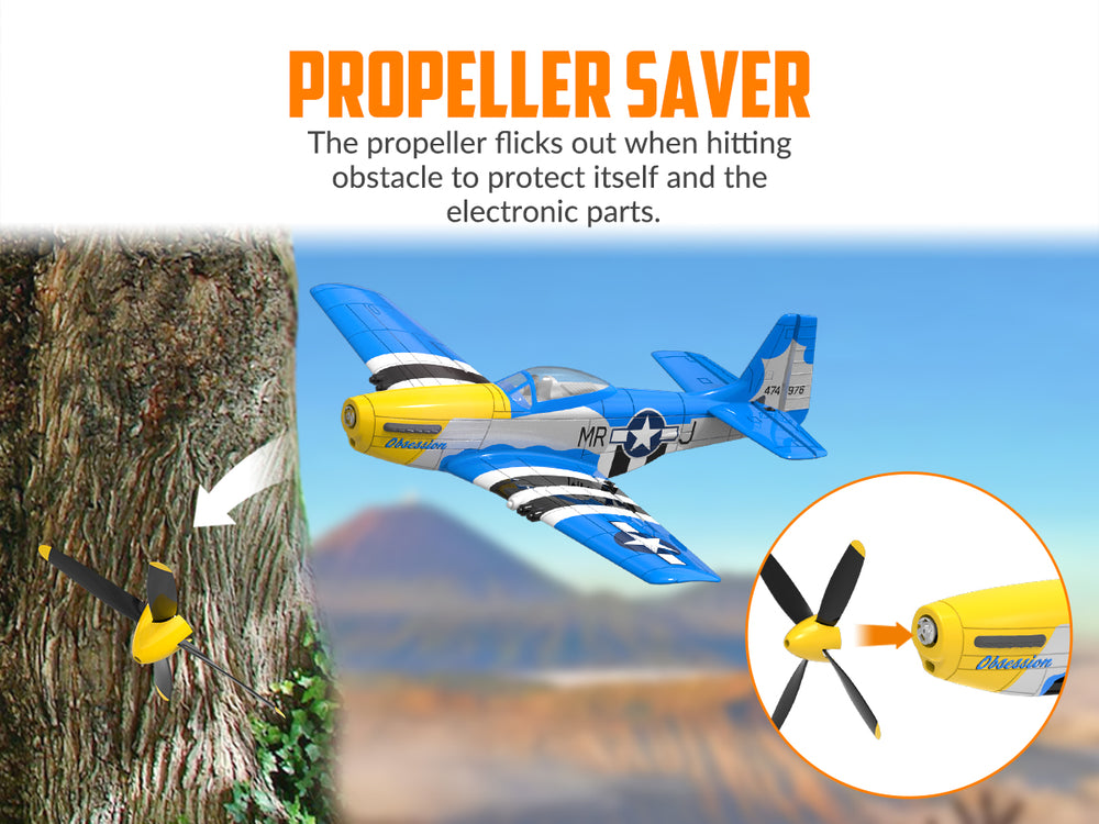 4 チャンネル P-51 マスタング RC 飛行機 RTF エクスパイロット ジャイロ付き - VOLANTEXRC