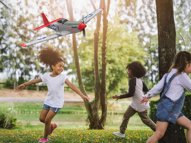 VOLANTEXRC P-51D Mustang 4-Chビギナー飛行機（Xpilotスタビライザー付き）-ワンキー曲技飛行（761-5）RTF