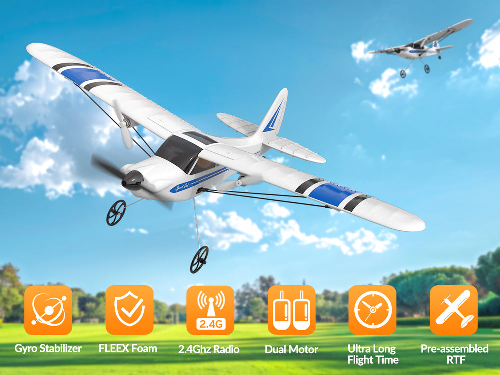 VOLANTEXRC Sport Cub S2 RC Plane with Gyro Stabilization System Ready to Fly for Beginners, 2.4Ghz 2-CH Remote Control Airplane RTF  (762-2)