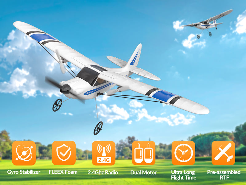 VOLANTEXRC Sport Cub S2 RC Plane with Gyro Stabilization System Ready to Fly for Beginners, 2.4Ghz 2-CH Remote Control Airplane RTF  (762-2)