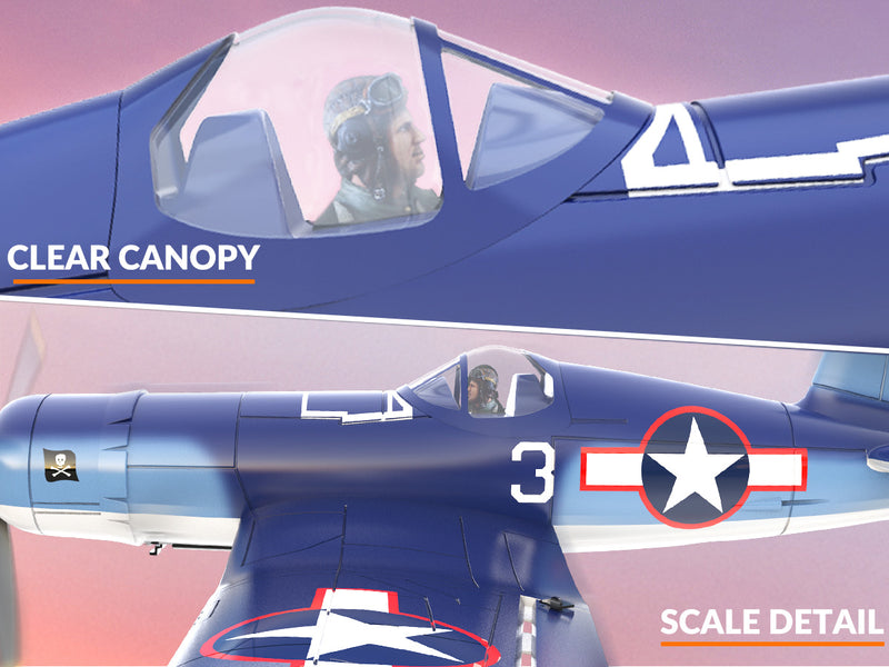 VOLANTEXRC Corsair F4U V2 (RTF) 4CH 400mm ワンキー曲技飛行 (15.7 インチ) 76108