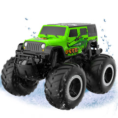 Amphibious Remote Control Car All Terrain Off-Road Waterproof RC Monster Truck for Kids (Green)