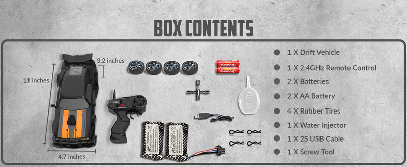 RACENT 1:16 RC ドリフトカー、2.4Ghz 4WD 18KM/H リモートコントロールカー、スプレーミスト付き、バッテリー 2 本