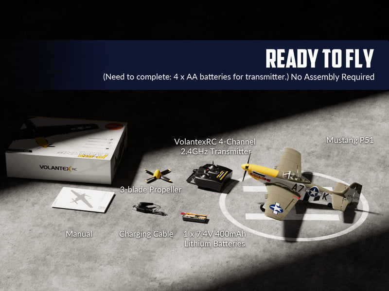 volantexrc 500mmマスタングP51ジャイロスタビライザー76802を備えたブラシレス